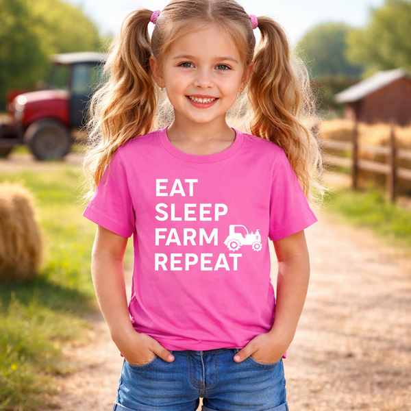 Mangez Sleep Farm Répétez l'agriculture Funny Kids T-shirt 