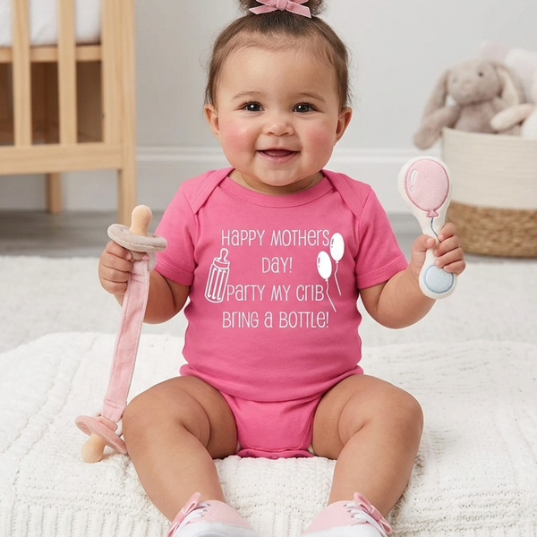 Bonne fête des mères dans mon berceau Apportez une bouteille Body bébé 
