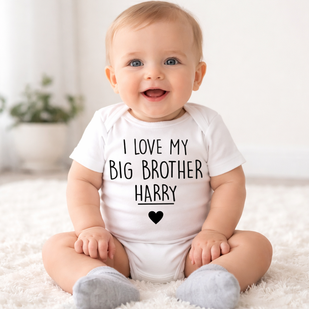 Personalised 'I love My Big Brother' White Bodysuit