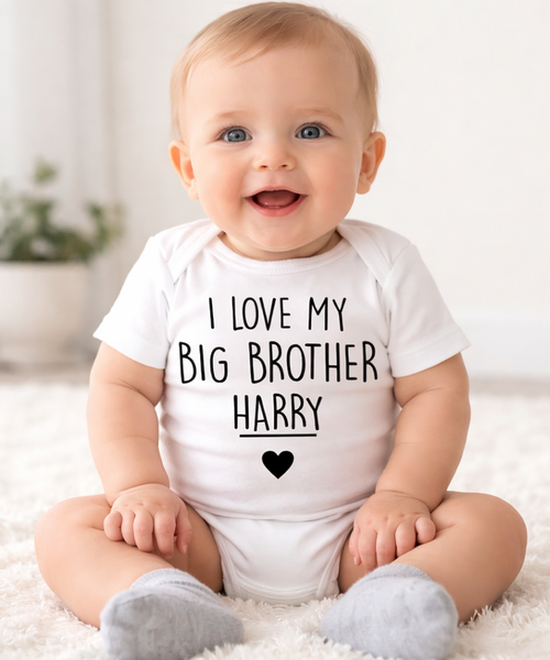 Personalised 'I love My Big Brother' White Bodysuit