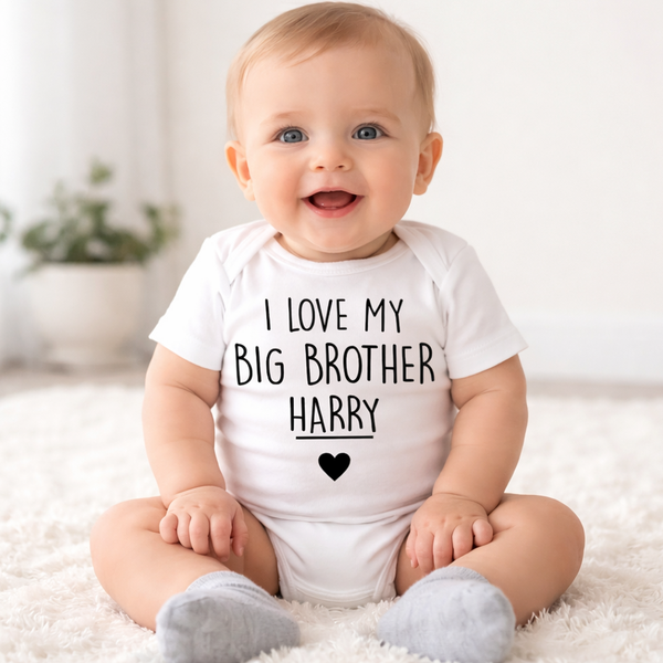 Personalised 'I love My Big Brother' White Bodysuit