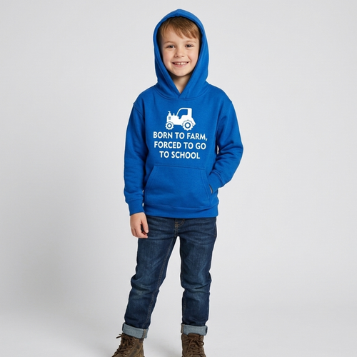 Born To Farm, Forced To Go To School Kids Hoodie