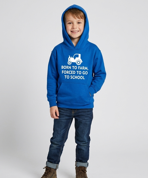 Né à la ferme, forcé d'aller à l'école Sweat à capuche enfant 
