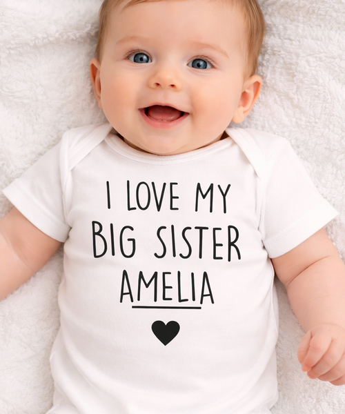 Body blanc personnalisé 'I Love My Big Sister' 