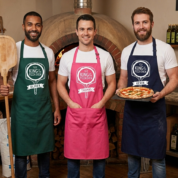 King of The Pizza Oven (Personalised) - Cooking Apron, BBQ Apron, Pizza apron, Birthday Gift!