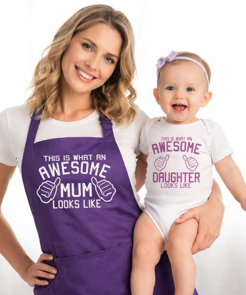 Tablier de maman génial et body de fille génial 