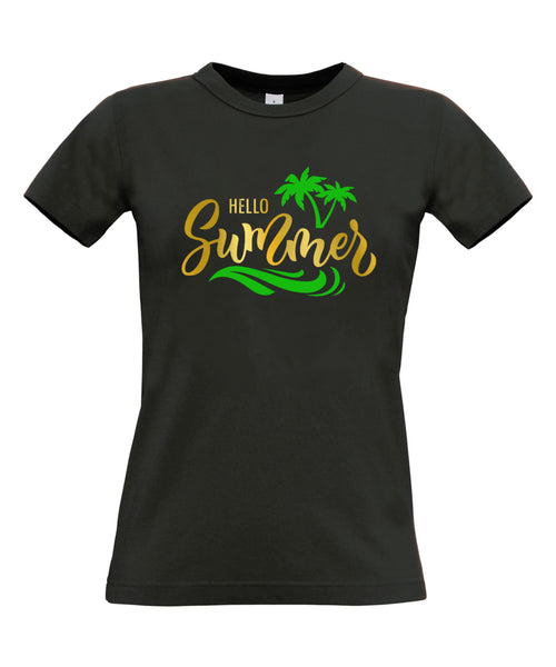 Customisable Hello Summer Unisex T-Shirt | Cotton Graphic Tee | Summer Vibes