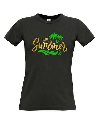Customisable Hello Summer Unisex T-Shirt | Cotton Graphic Tee | Summer Vibes