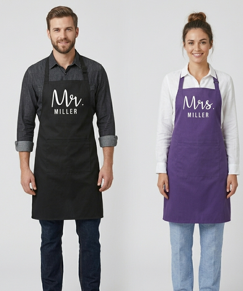 Personalised Mr. & Mrs. Apron Set