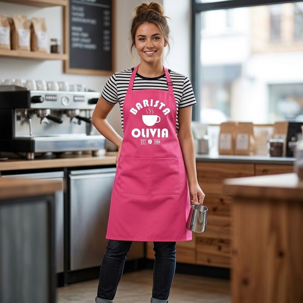 Tablier Barista personnalisé avec nom et année 