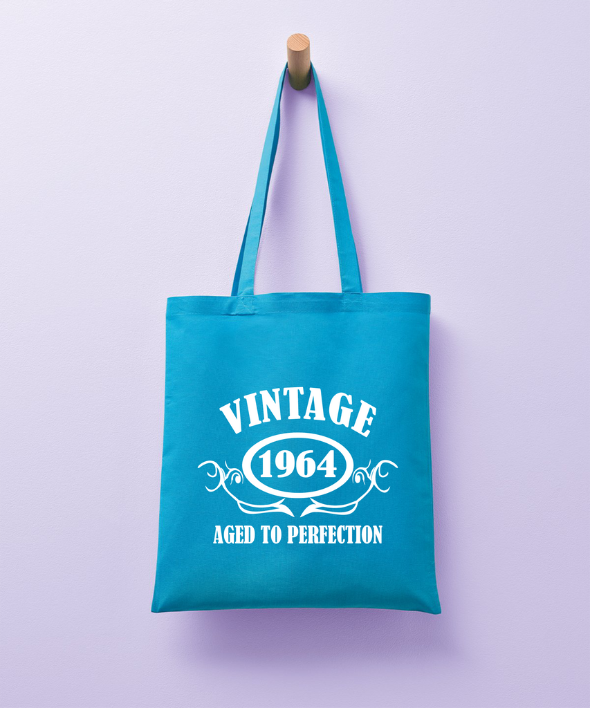 Personalised Year 'Vintage (Insert Year)' Birthday Tote Shopping Re-usable Bag Birthday Gift
