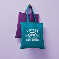 Personalised Year 'Vintage (Insert Year)' Birthday Tote Shopping Re-usable Bag Birthday Gift