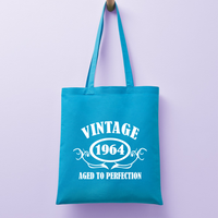 Personalised Year 'Vintage (Insert Year)' Birthday Tote Shopping Re-usable Bag Birthday Gift