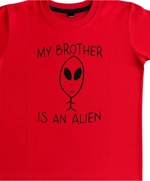 T-shirt Mon frère est un extraterrestre rouge pour enfant