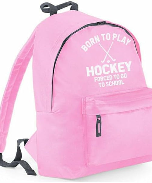 Born to Play Hockey Forced to Go to School | Customisable Children’s School Backpack | 14L Lightweight Bag | Sports & School Use