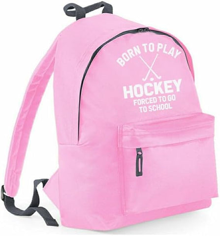 Born to Play Hockey Forced to Go to School | Customisable Children’s School Backpack | 14L Lightweight Bag | Sports & School Use