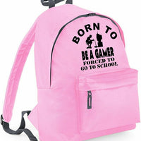 Born to Be a Gamer Forced to Go to School | Personalised Children’s School Backpack | 14L Lightweight Bag | Custom Text & Design Available