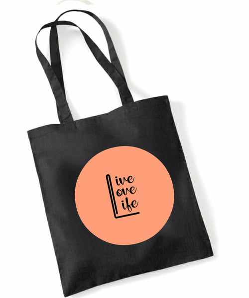 Live Love Life Custom Tote Bag | Personalised Colour Print | Reusable Cotton Eco Shopper | Custom Text & Design Available