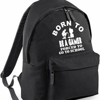 Born to Be a Gamer Forced to Go to School | Personalised Children’s School Backpack | 14L Lightweight Bag | Custom Text & Design Available