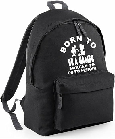 Born to Be a Gamer Forced to Go to School | Personalised Children’s School Backpack | 14L Lightweight Bag | Custom Text & Design Available
