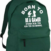 Born to Be a Gamer Forced to Go to School | Personalised Children’s School Backpack | 14L Lightweight Bag | Custom Text & Design Available
