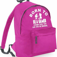 Born to Be a Gamer Forced to Go to School | Personalised Children’s School Backpack | 14L Lightweight Bag | Custom Text & Design Available