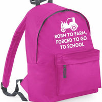 Born to Farm Forced to Go to School | Customisable Children's School Backpack | Lightweight 14L Book & Kit Bag | Multiple Colours Available