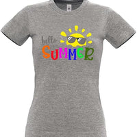 Customisable Hello Summer Unisex T-Shirt | Cotton Graphic Tee | Summer Vibes