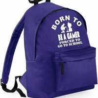 Born to Be a Gamer Forced to Go to School | Personalised Children’s School Backpack | 14L Lightweight Bag | Custom Text & Design Available