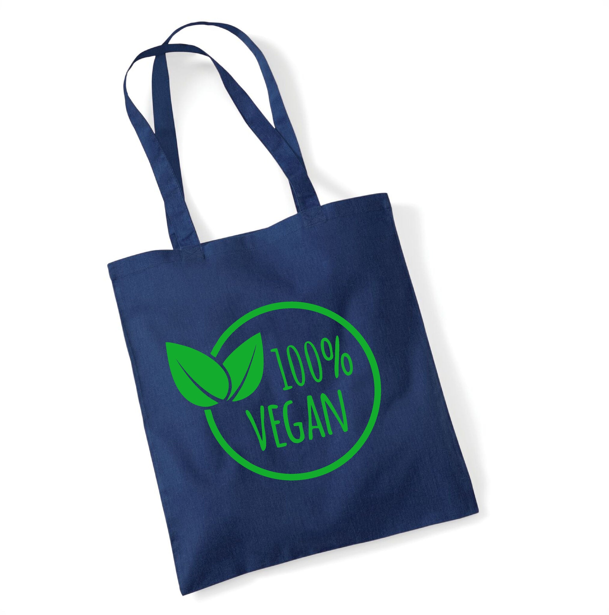 100% Vegan Navy Tote Bag