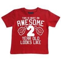 This is what an awesome 2 year old looks like Birthday T-shirt