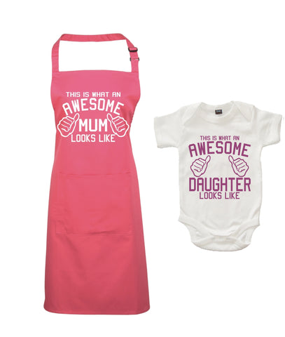 Awesome Mum Apron and Awesome Daughter Bodysuit