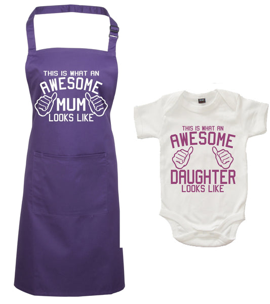 Awesome Mum Apron and Awesome Daughter Bodysuit