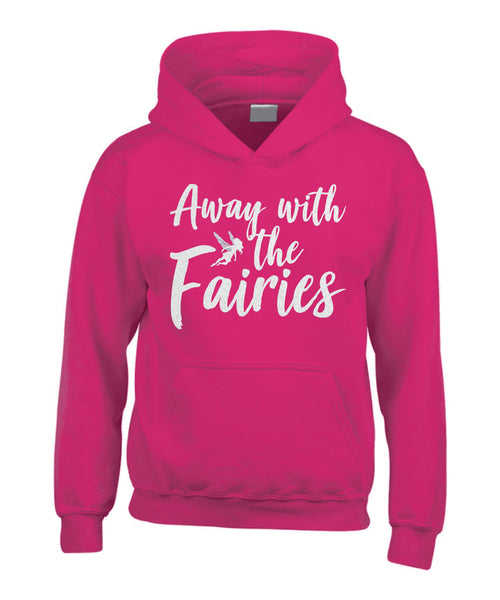 Away with The Fairies - Sweat à capuche pour enfant avec imprimé blanc étincelant et argent 