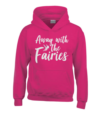 Away with The Fairies - Sweat à capuche pour enfant avec imprimé blanc étincelant et argent 