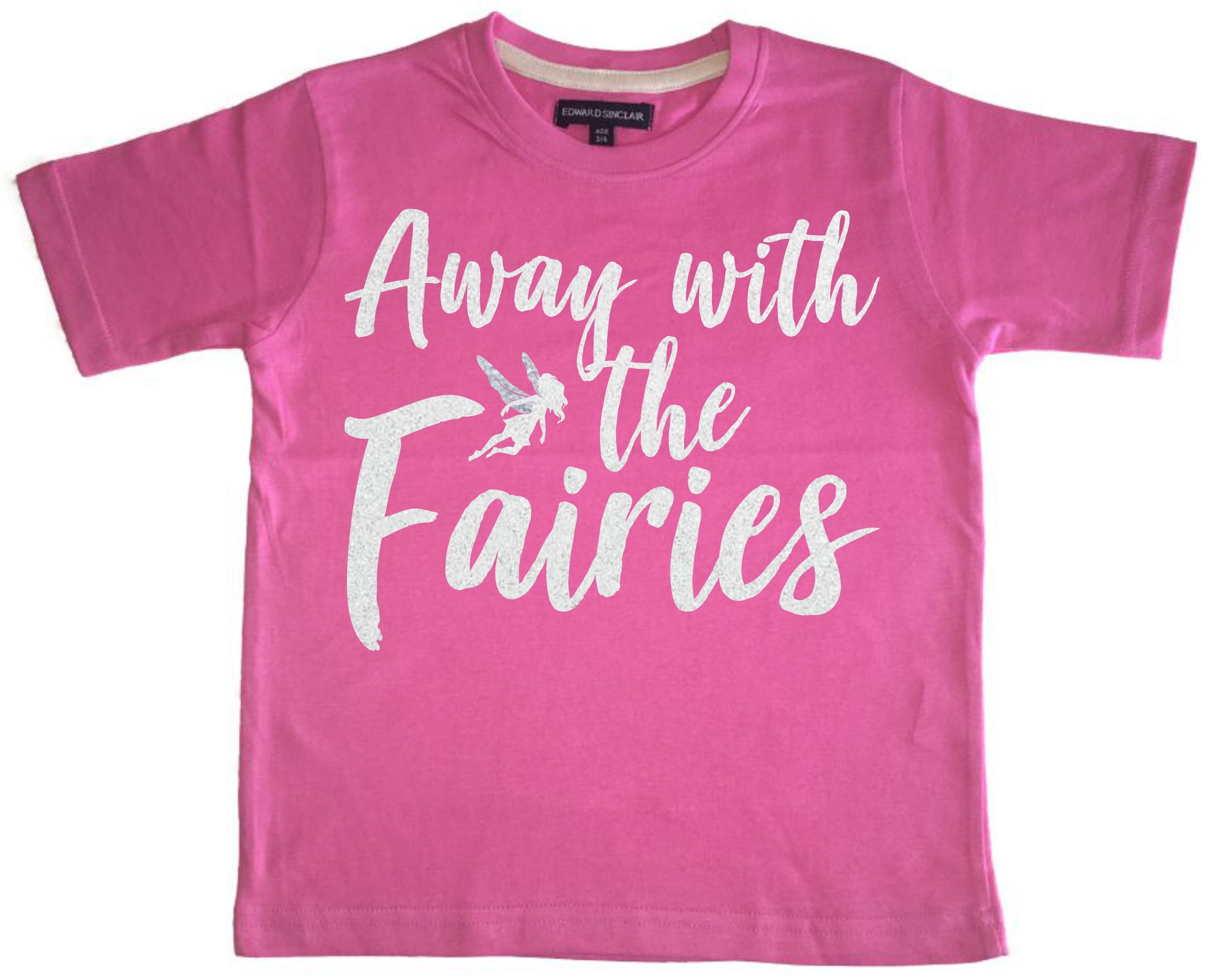 'Away With the Fairies' Children's T-Shirt with Sparkling White and Silver Glitter