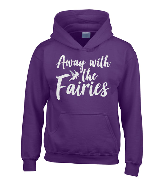 Away with The Fairies Children's Hoodie with Sparkling White and Silver Print