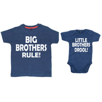 Big Brothers Rule & Little Brothers Drool Navy T-shirt and Bodysuit Set