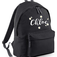 Personalised Daisy Ditsy Named Backpack with White and Yellow Print