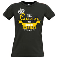 Personalised This Queen is Born in Month Women's Fitted Birthday T-Shirt