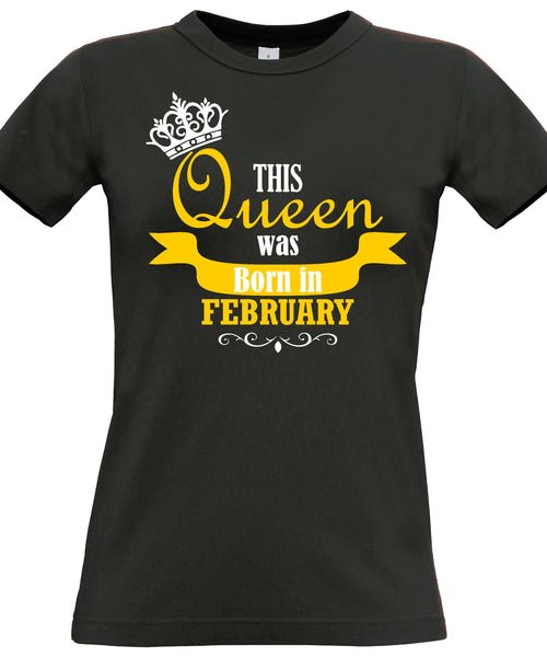 Personalised This Queen is Born in Month Women's Fitted Birthday T-Shirt