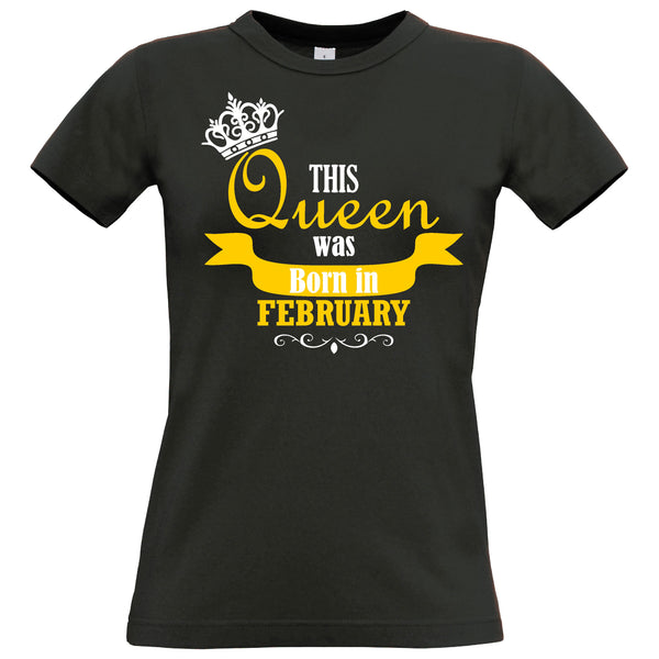 Personnalisé cette reine est née en mois T-shirt ajusté d'anniversaire pour femmes