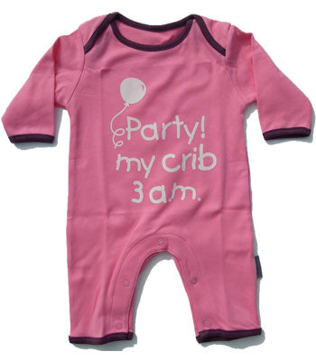 Party and My Crib 3 am Pink Romper Suit