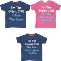 Je suis l'enfant le plus âgé, je suis l'enfant du milieu et je suis le plus jeune enfant SET T-shirts pour enfants