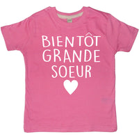 T-shirt Bientôt Grande Soueur Rose Bubblegum