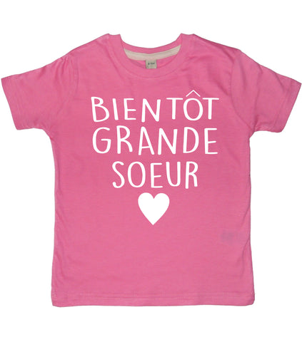 T-shirt Bientôt Grande Soueur Rose Bubblegum