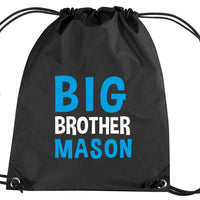 Personalised Big Brother Drawstring Bag with White and Sapphire Print