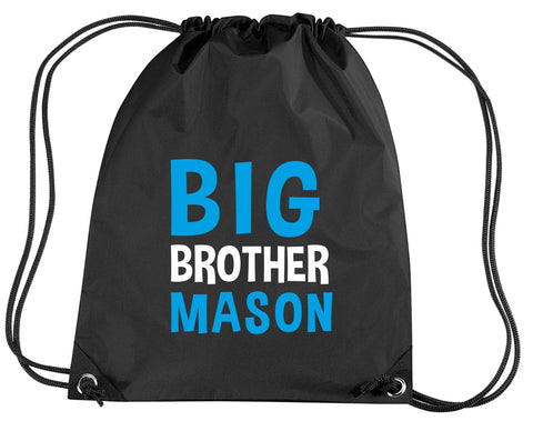 Sac à cordon Big Brother personnalisé avec imprimé blanc et saphir 
