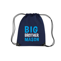 Personalised Big Brother Drawstring Bag with White and Sapphire Print