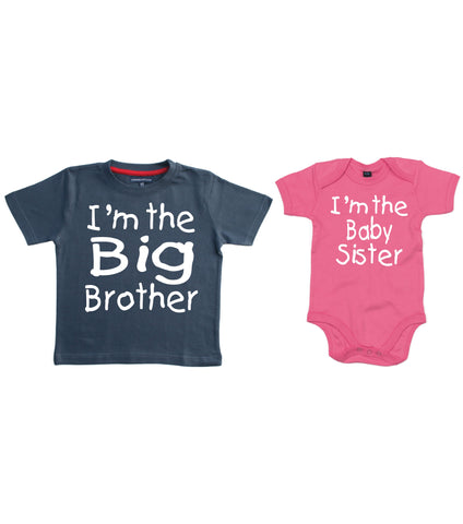 Je suis le t-shirt Big Brother et je suis l'ensemble de body Baby Sister 